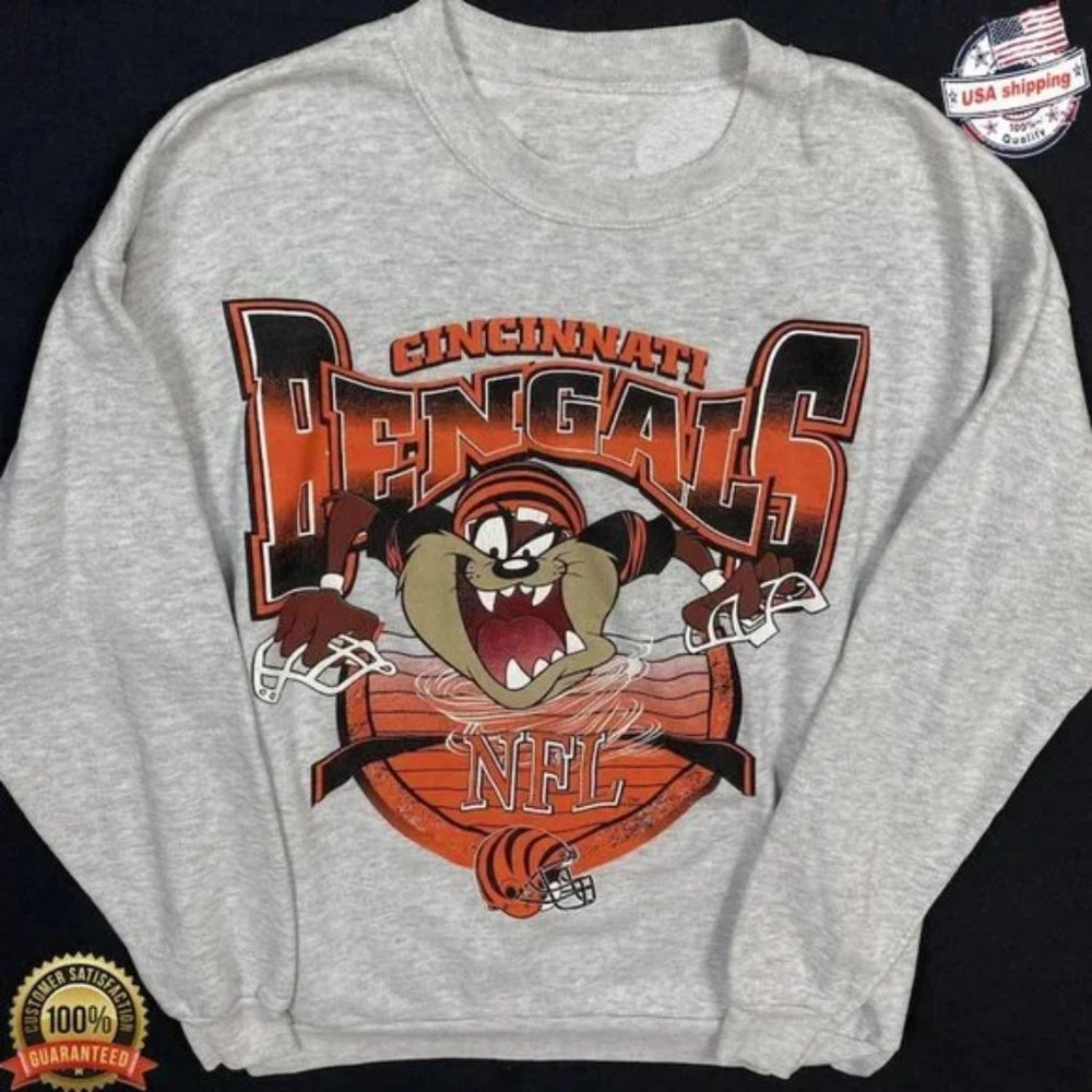 Vintage NFL Cincinnati Bengals Looney Tunes Taz Sweatshirt, Cincinnati Bengals ,
